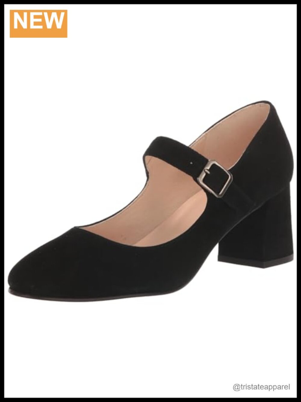 Suede Mary Jane Block Heel Pumps with Cushioned Footbed